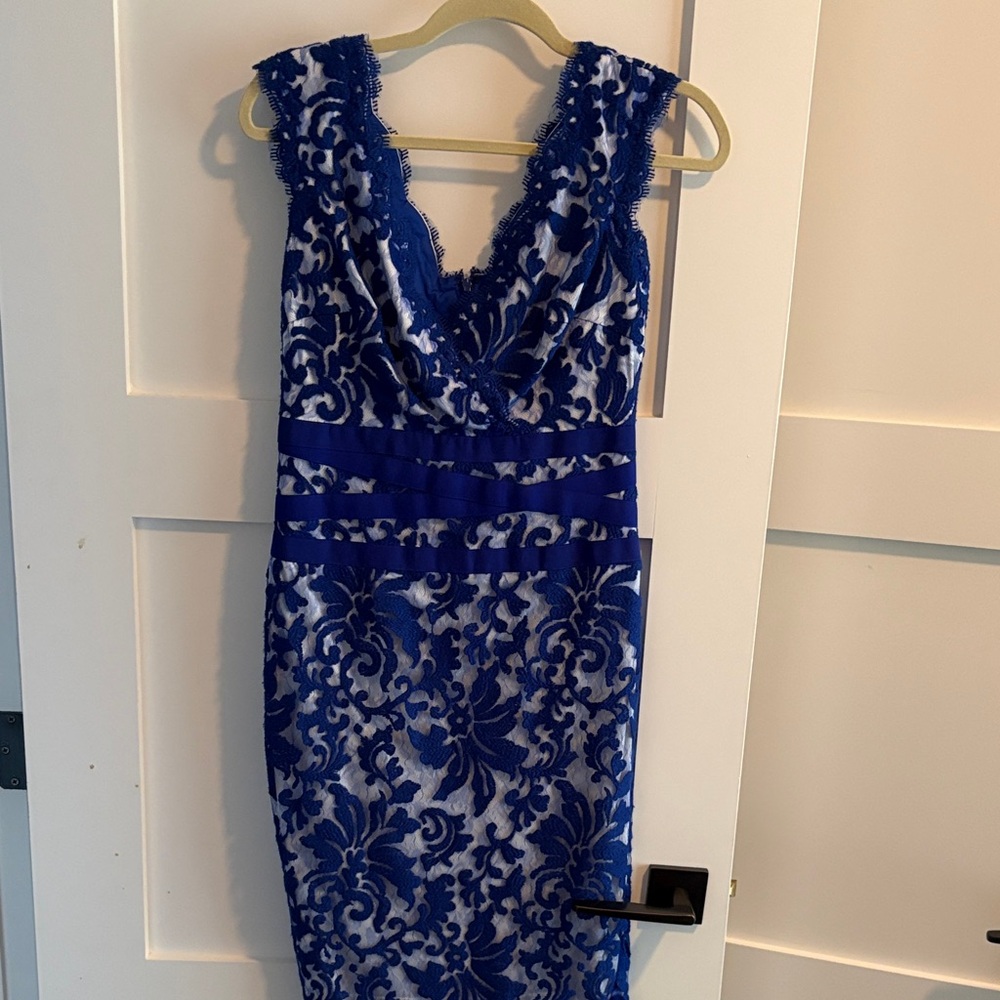 Tadashi Shoji Royal Blue Lace Midi Dress